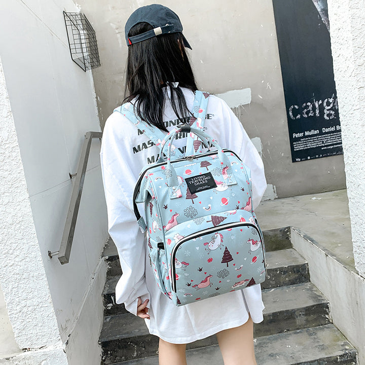 Versatile Leaf Print Travel Backpack Bowlift