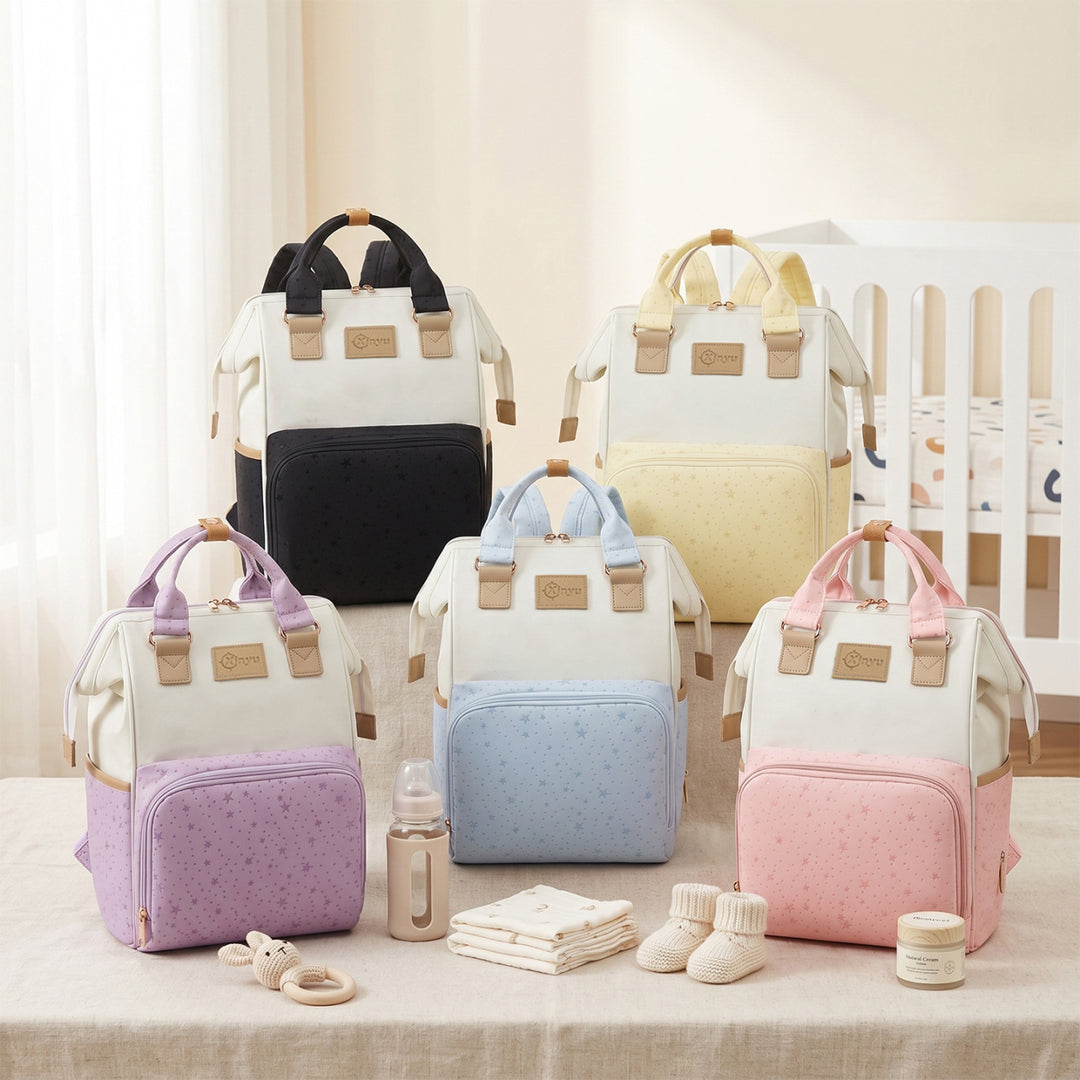 Star-Patterned Multi-Compartment Backpack Bowlift