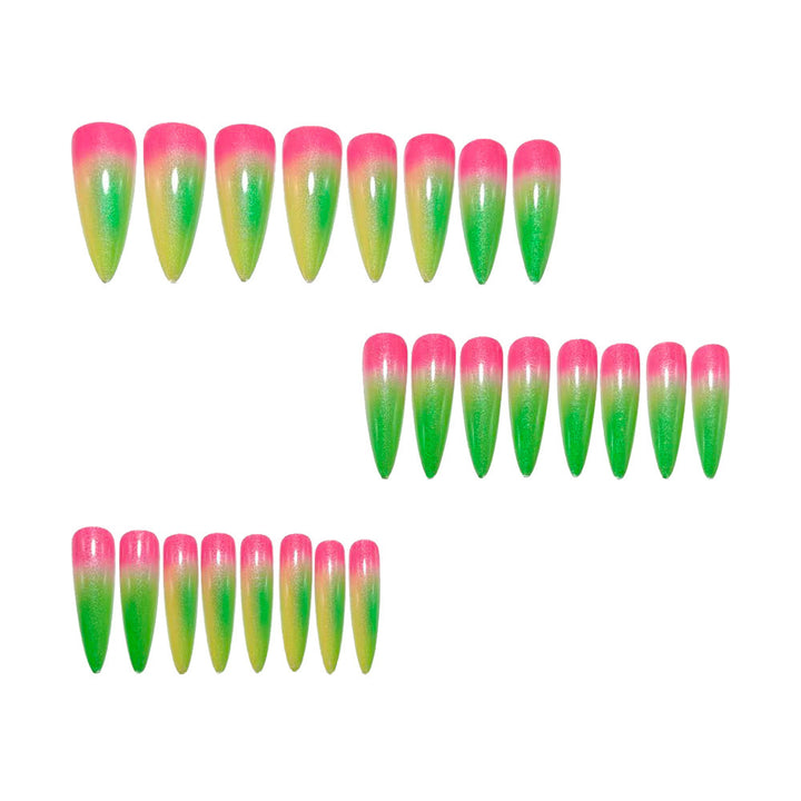 Creative acrylic nails with neon ombre color transition Bowlift