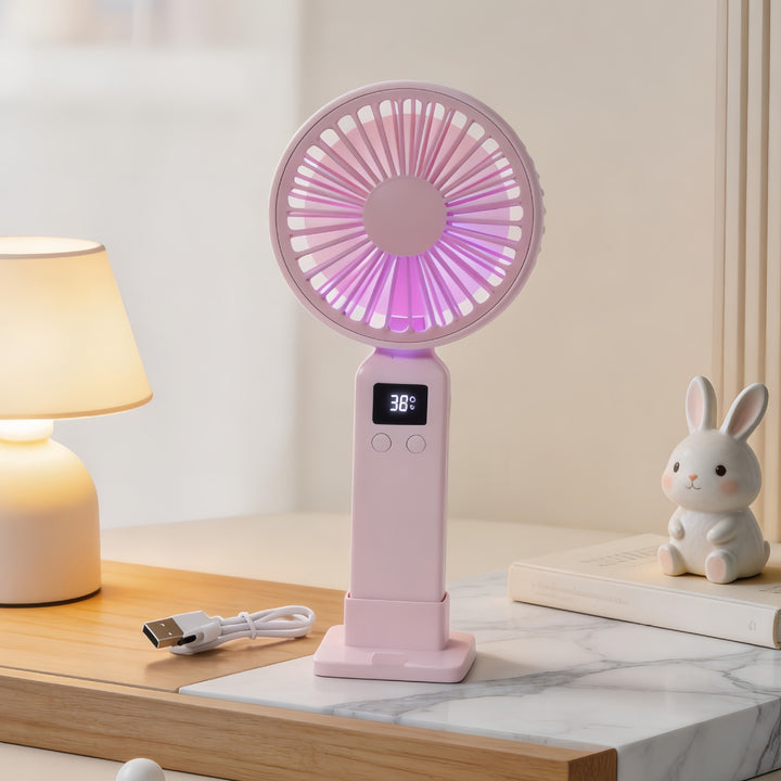 Women Portable Mini Fan with Digital Control Bowlift