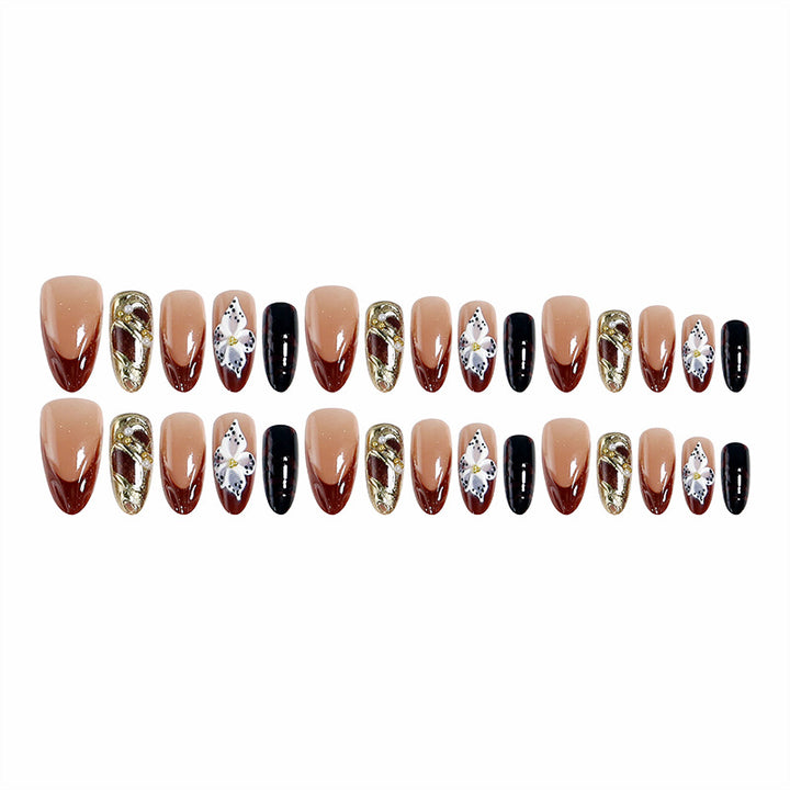 Exquisite artificial nails with 3D flower decoration Bowlift