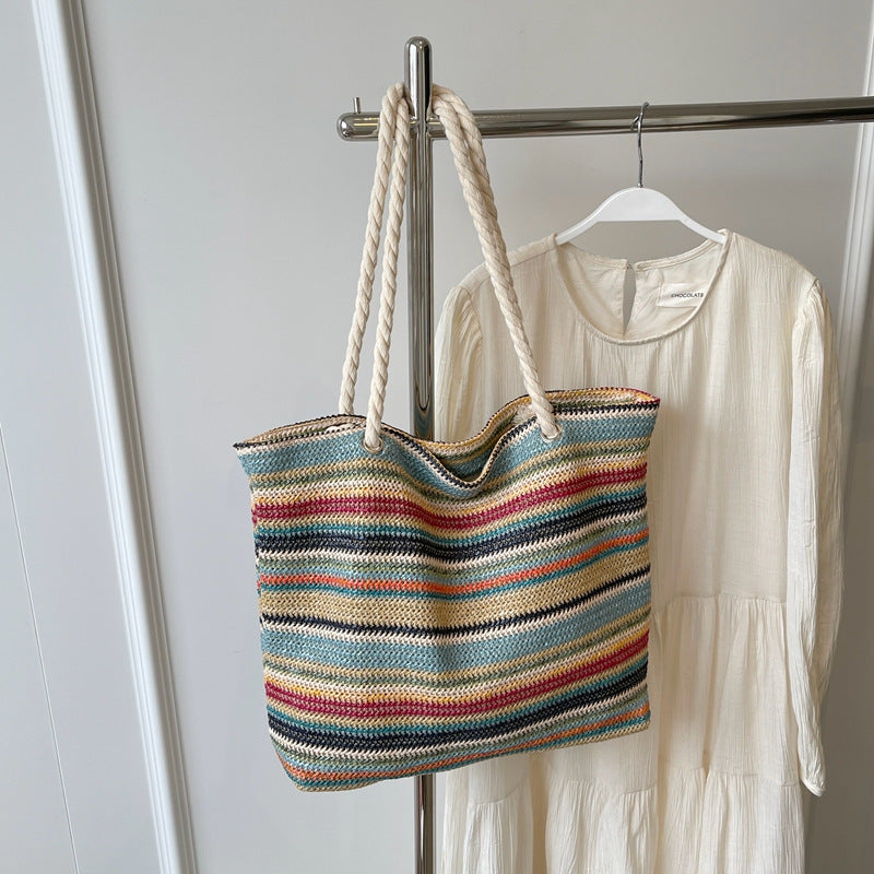 Spacious Striped Beach Tote Bowlift