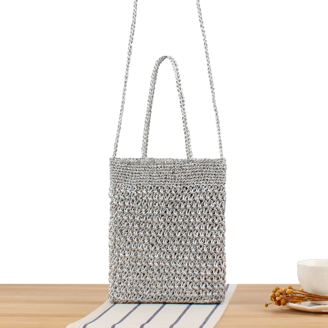 Shoulder bag made of hand-knotted natural material with fine texture Bowlift