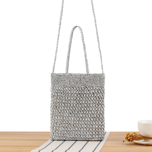 Shoulder bag made of hand-knotted natural material with fine texture Bowlift