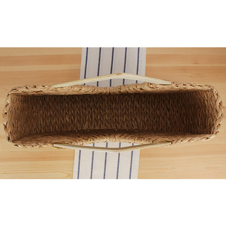 Braided Evening Bag with Elegant Wooden Handle Bowlift