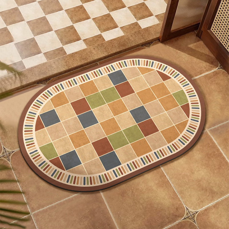 Colorful Patchwork Design Floor Mat Bowlift