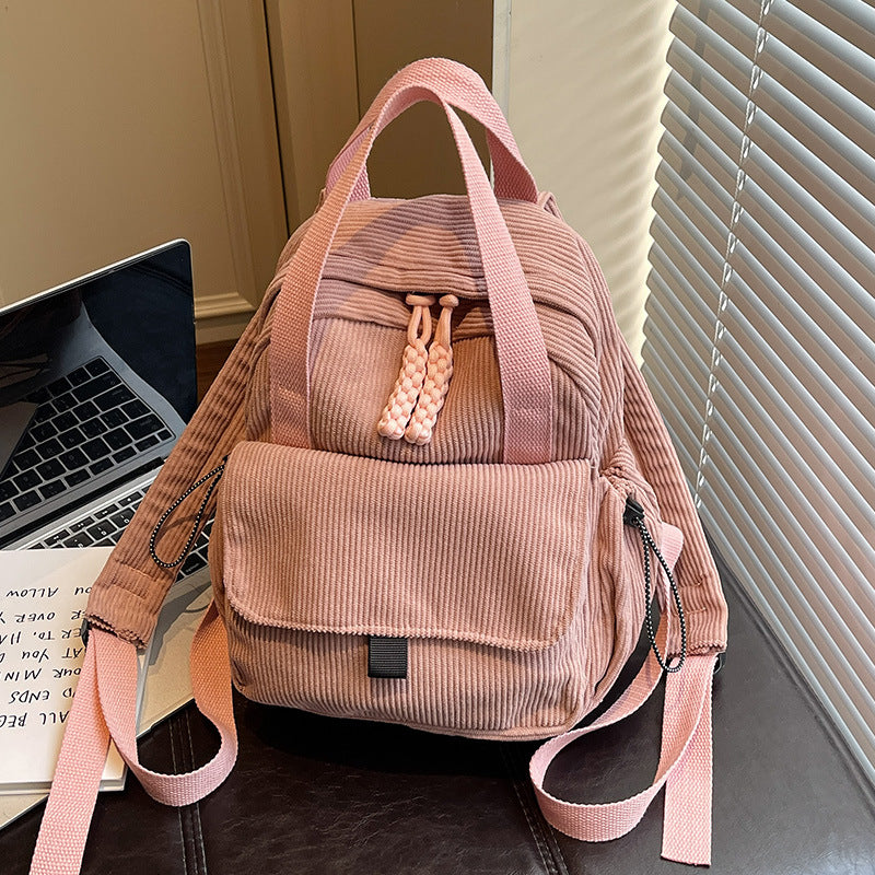 Cord-Backpack with Multiple Compartments and Reinforced Bottom Bowlift