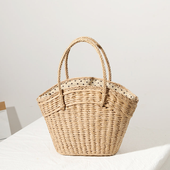 Braided beach bag with dotted inner pocket Bowlift
