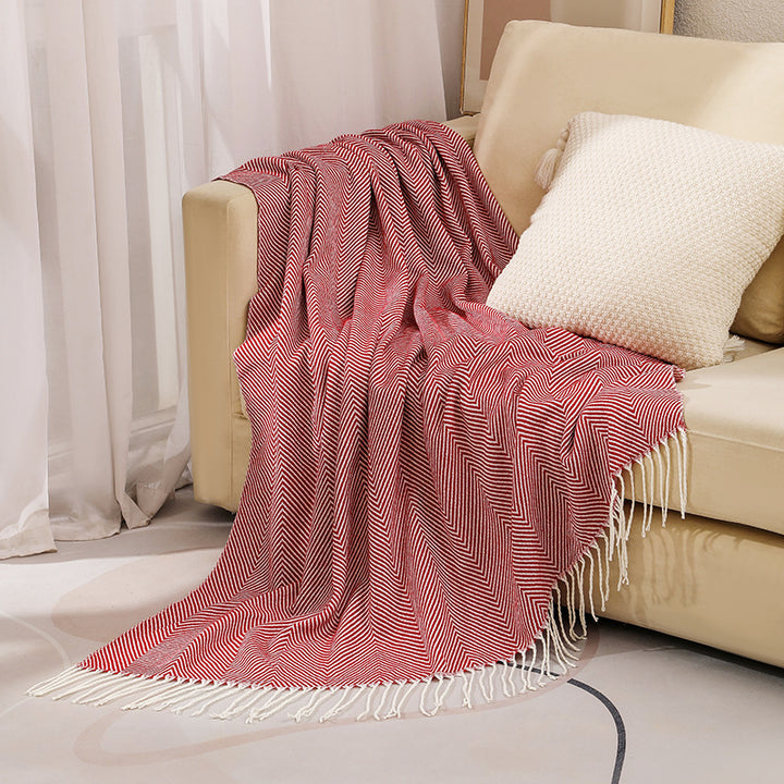 Luxury Herringbone Pattern Throw Blanket Bowlift