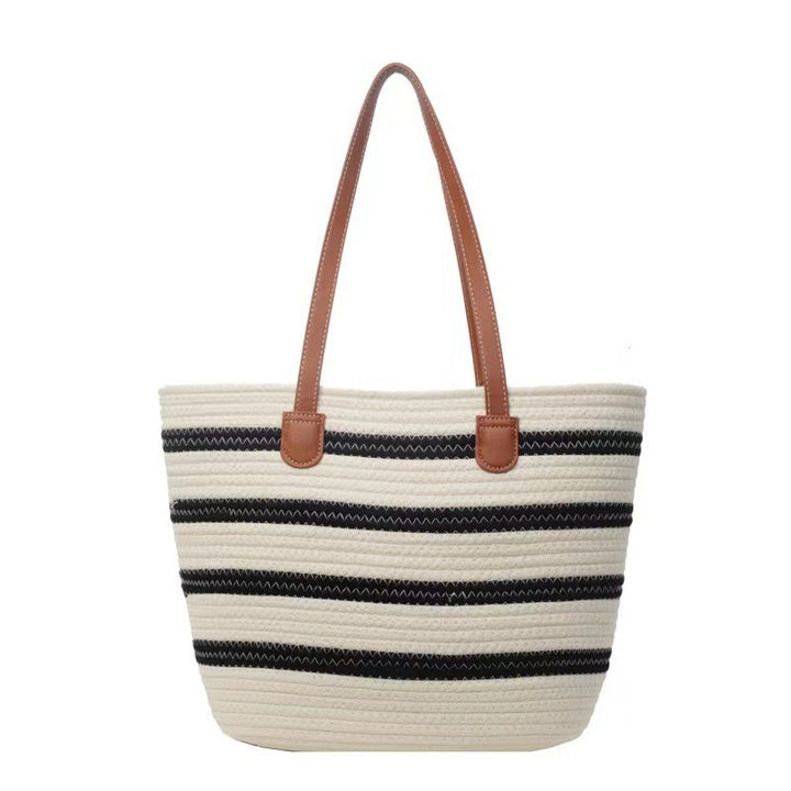 Spacious straw tote bag with leather handles Bowlift