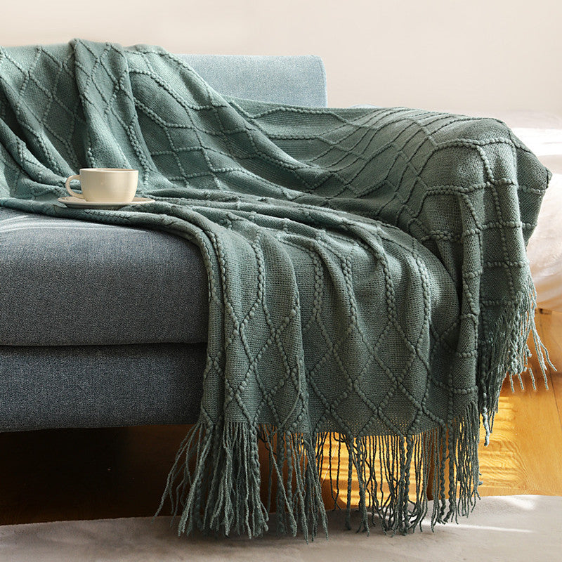 Luxurious Woven Textured Throw Blanket Bowlift