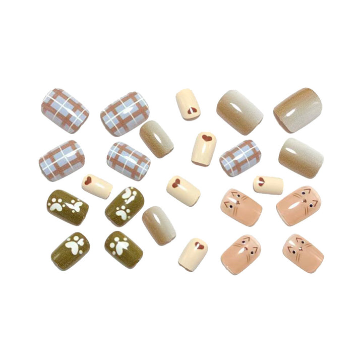 Artificial Nail Set with Playful Animal Designs Bowlift