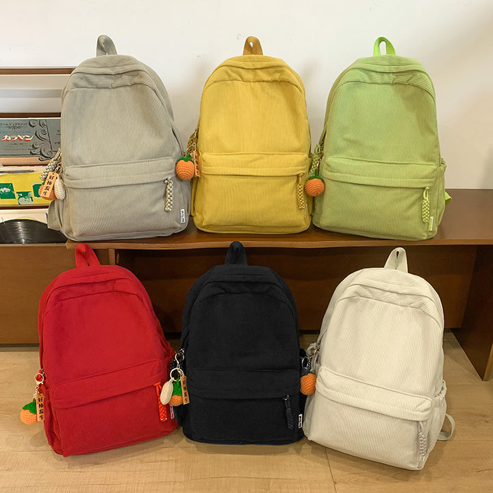 Textured Corduroy Laptop Backpack Bowlift