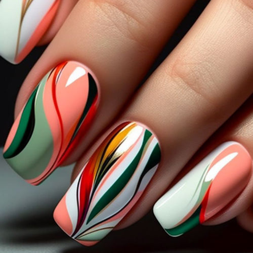 Abstract Artistic Press-On Nails Bowlift
