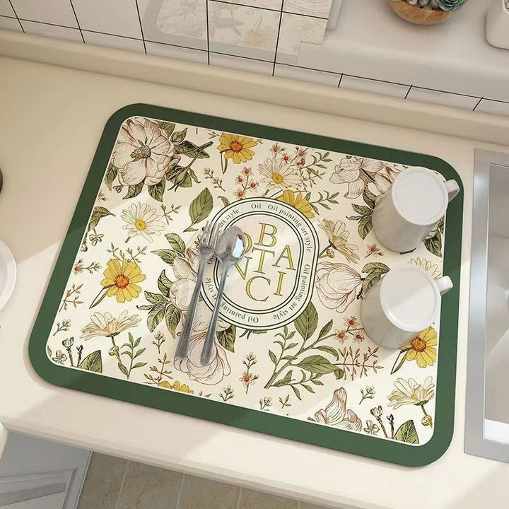Vintage Floral Design Kitchen Mat