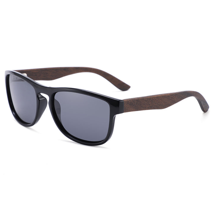 Rimless oversized cat eye polarized sunglasses with wood-effect temples Bowlift