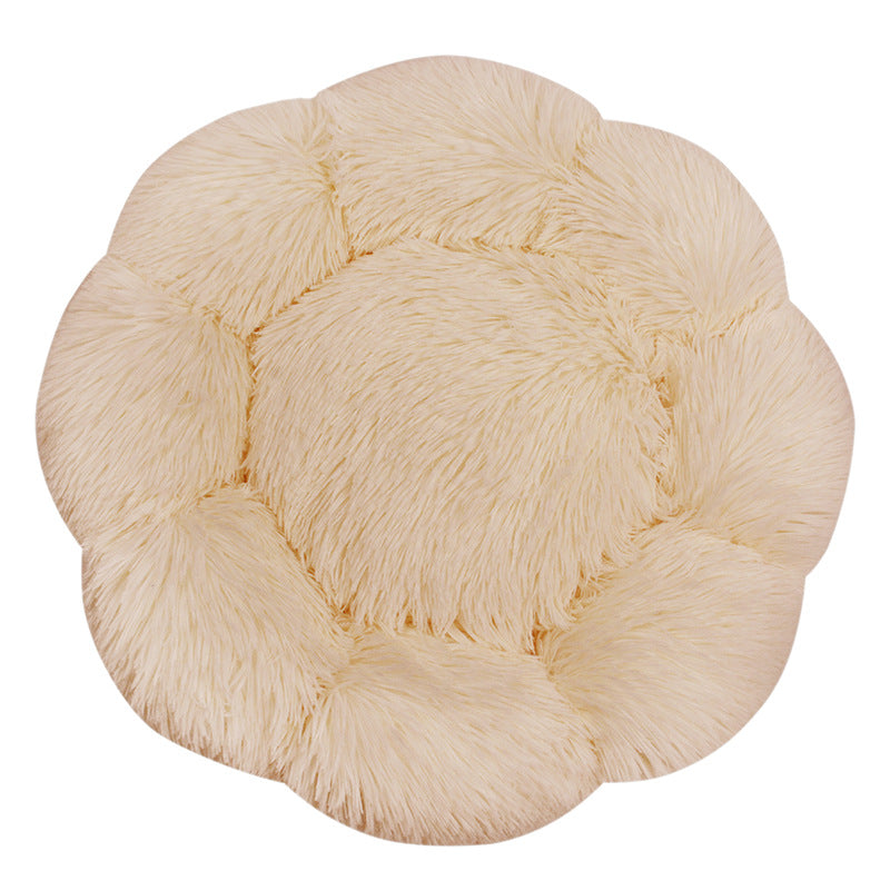 Flower-Shaped Plush Dog Bed