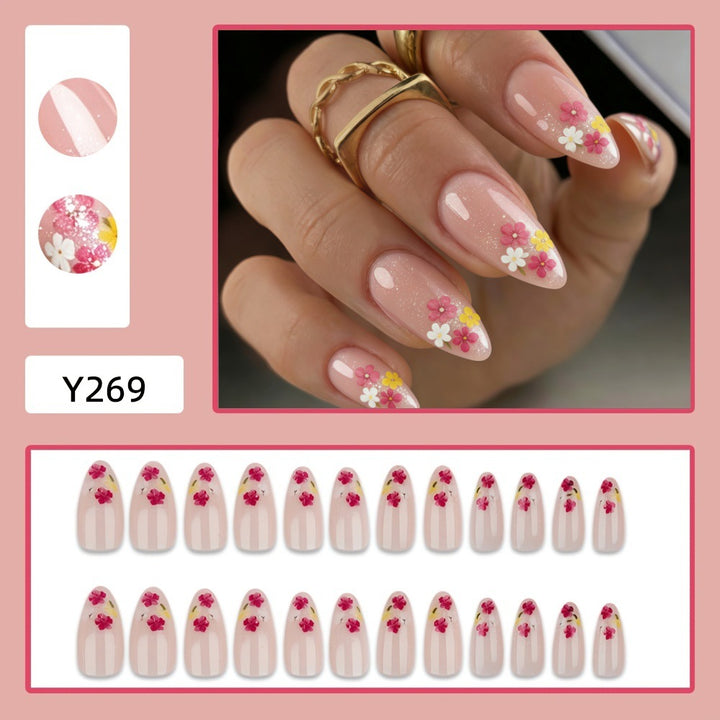 Fake nails with floral accents Bowlift