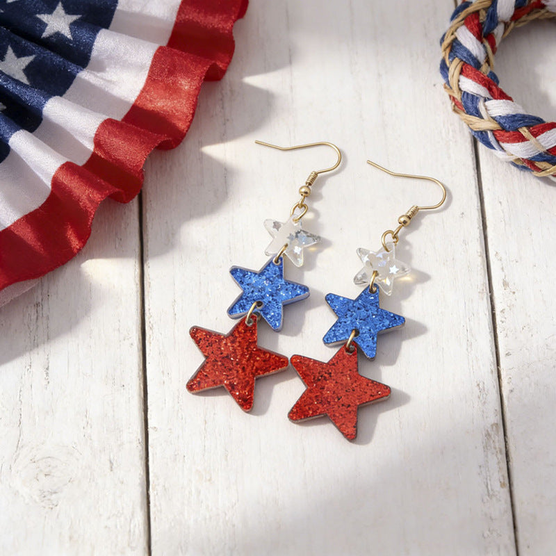 Ladies nan statement earrings with bow shape and American flag pendant Bowlift