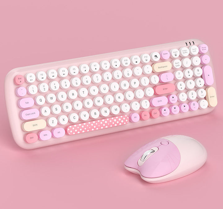 Retro-Inspired Wireless Keyboard and Mouse Set Bowlift