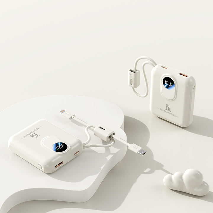 Power bank with fast charging function and integrated charging cables Bowlift