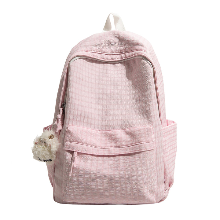 Checkered Patterned Multi-Pocket Backpack Bowlift