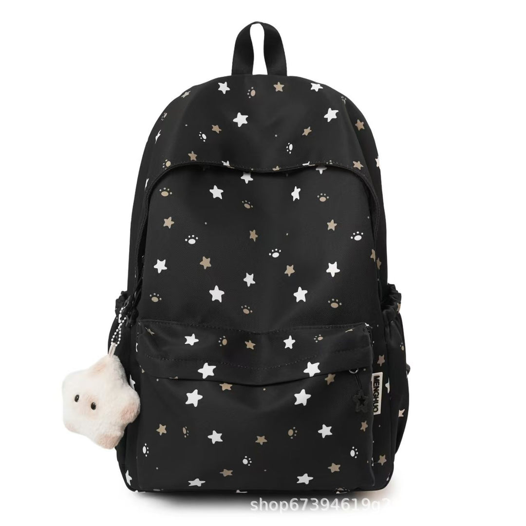 Star-Patterned Soft Fabric Backpack Bowlift