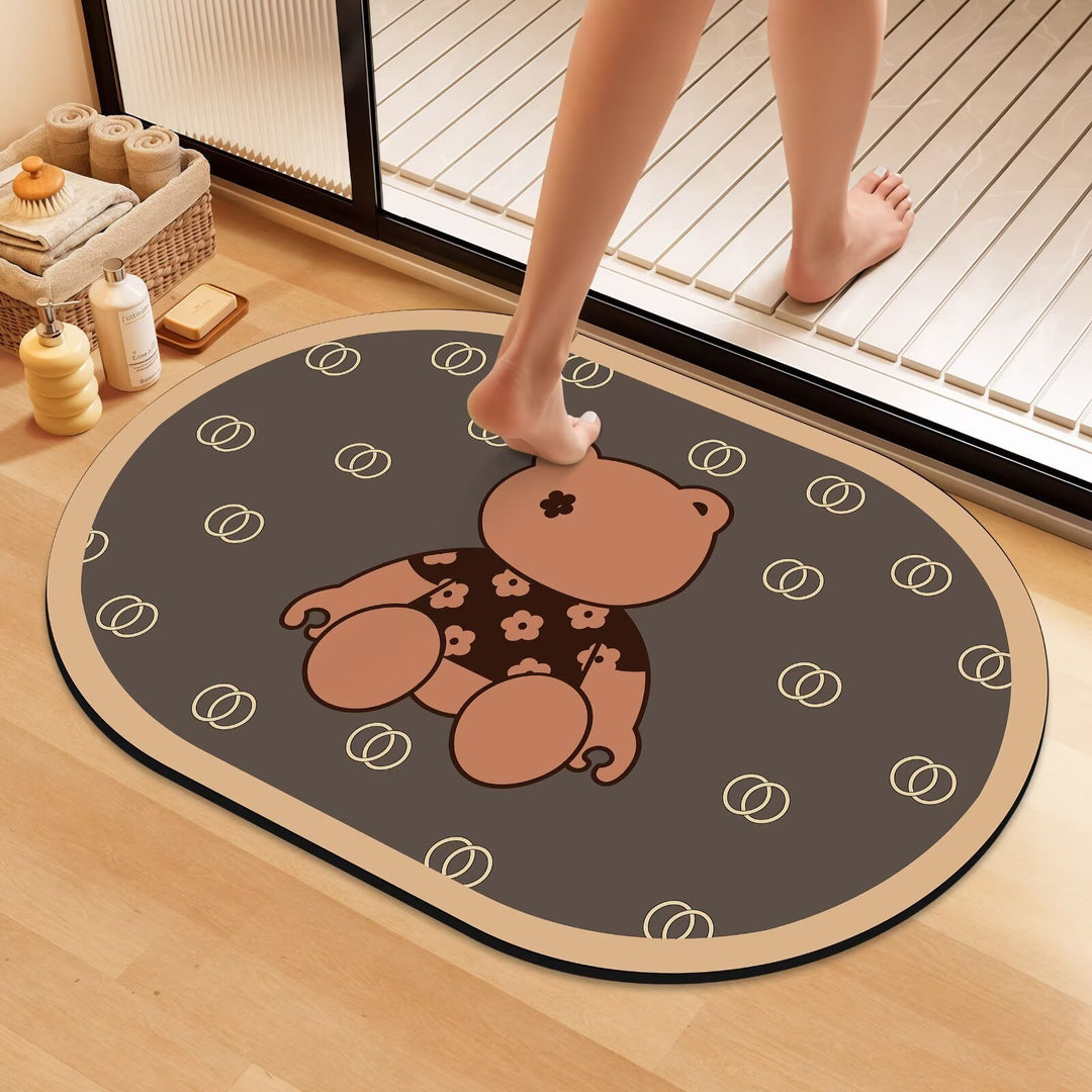 Artistic Floral Bath Mat Bowlift