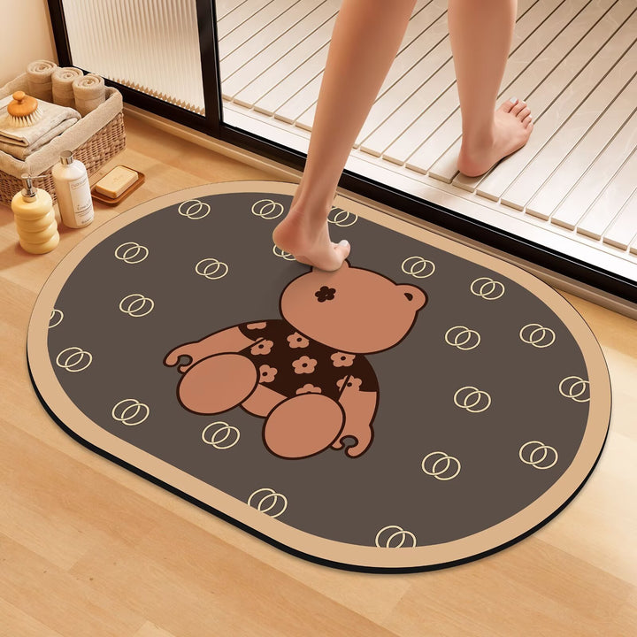 Artistic Floral Bath Mat Bowlift