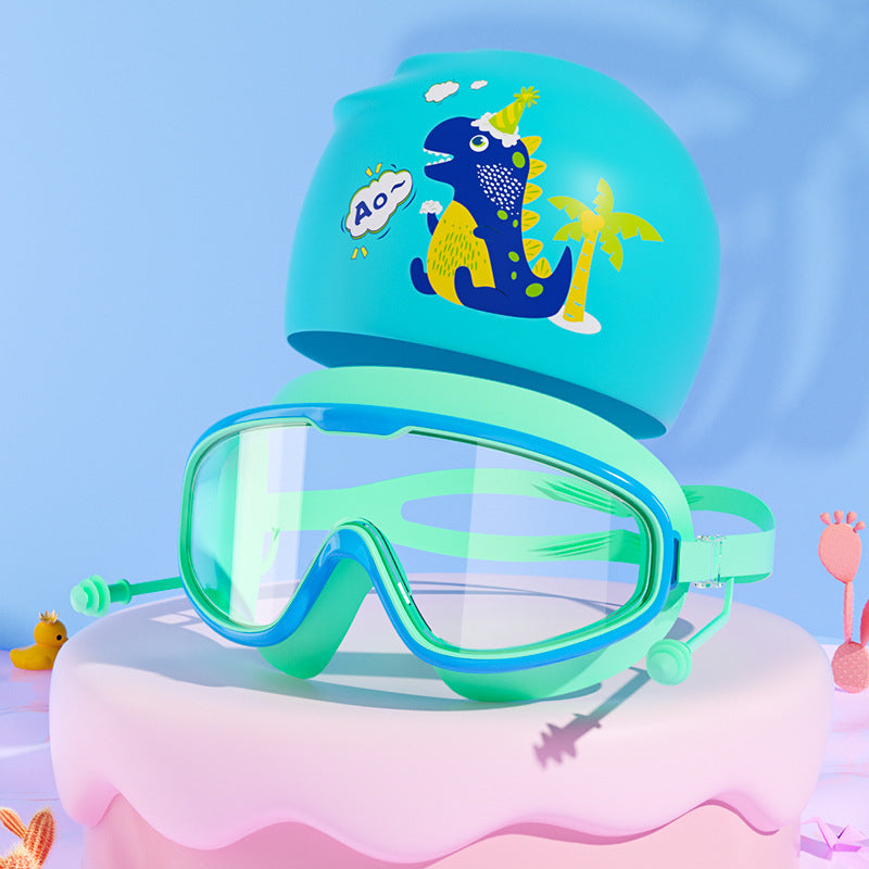 Kids Unicorn-Themed Swim Mask and Cap Set Bowlift