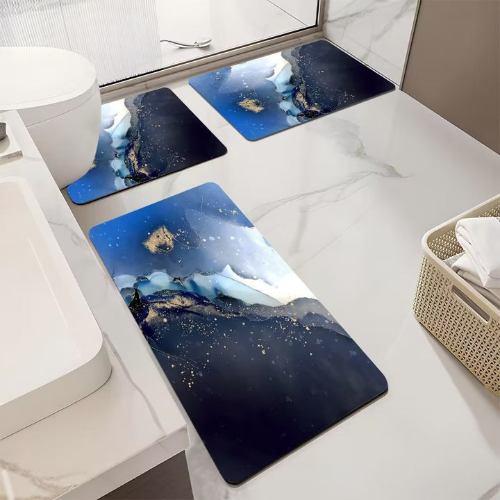 Luxurious Marble Pattern Bath Mat Set Bowlift
