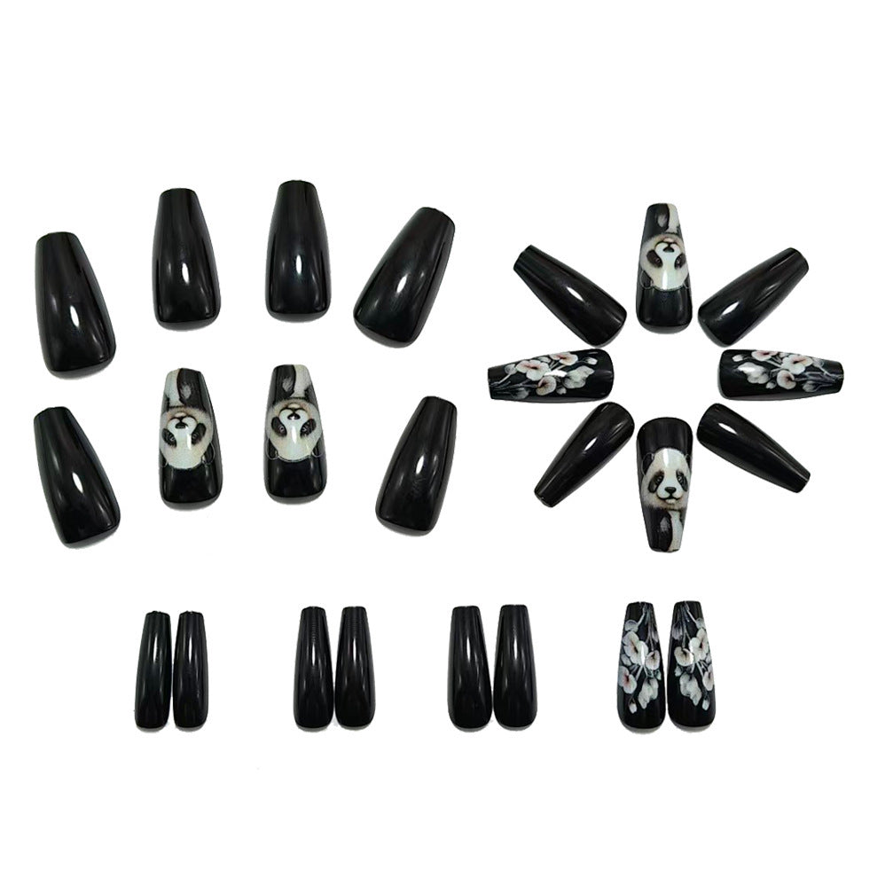 Artificial nails with playful panda and flower design Bowlift
