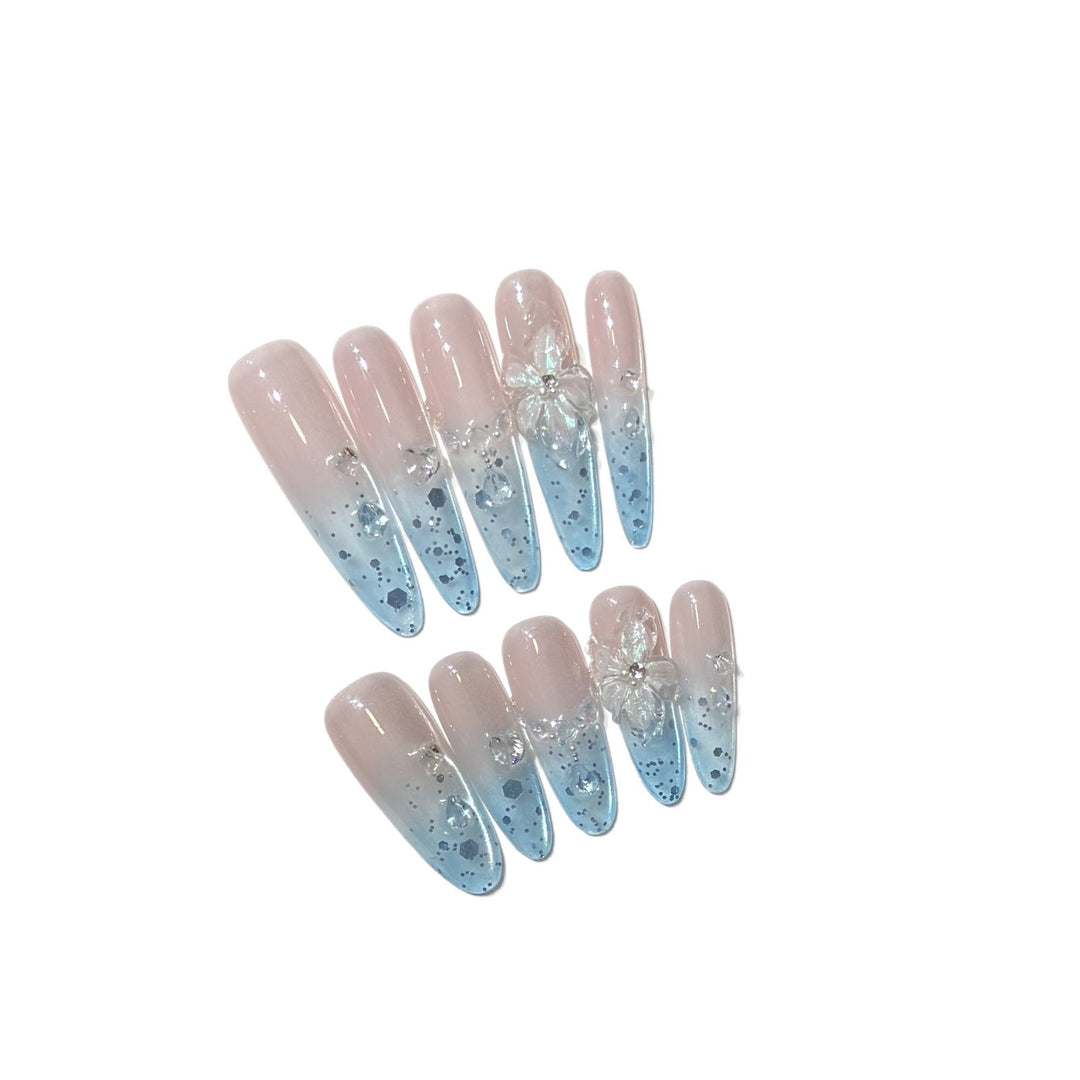 Ombre Floral Press-On Nail Art Set Bowlift