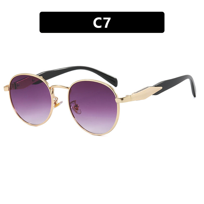 Women's round sunglasses with elegant golden frame and UV protection Bowlift