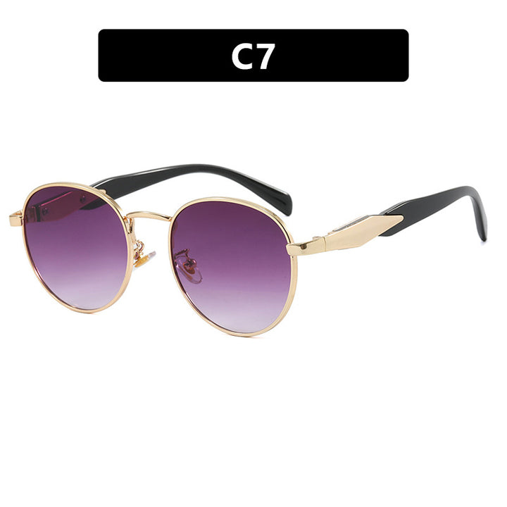Women's round sunglasses with elegant golden frame and UV protection Bowlift