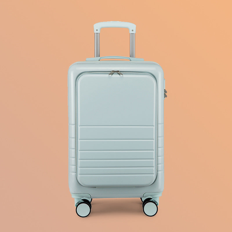 carry-on hardshell front-pocket spinner suitcase with quick-access compartment telescopic handle and smooth full-rotation wheels Bowlift
