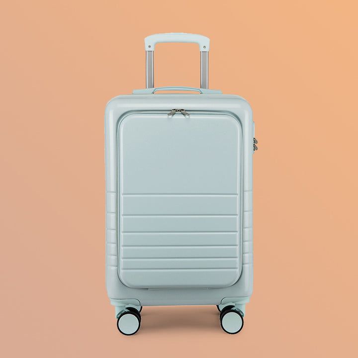 carry-on hardshell front-pocket spinner suitcase with quick-access compartment telescopic handle and smooth full-rotation wheels Bowlift