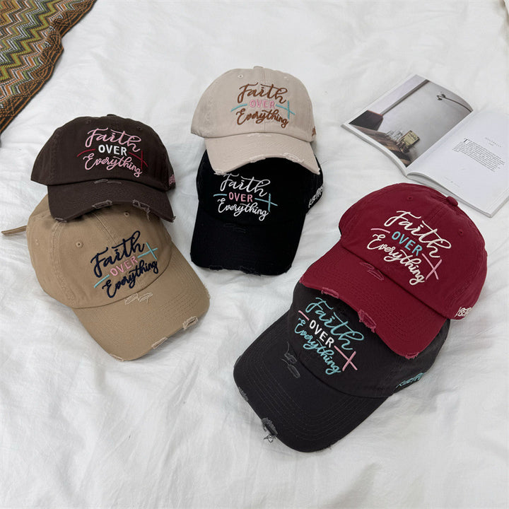 Women's Distressed Embroidered Baseball Cap Bowlift