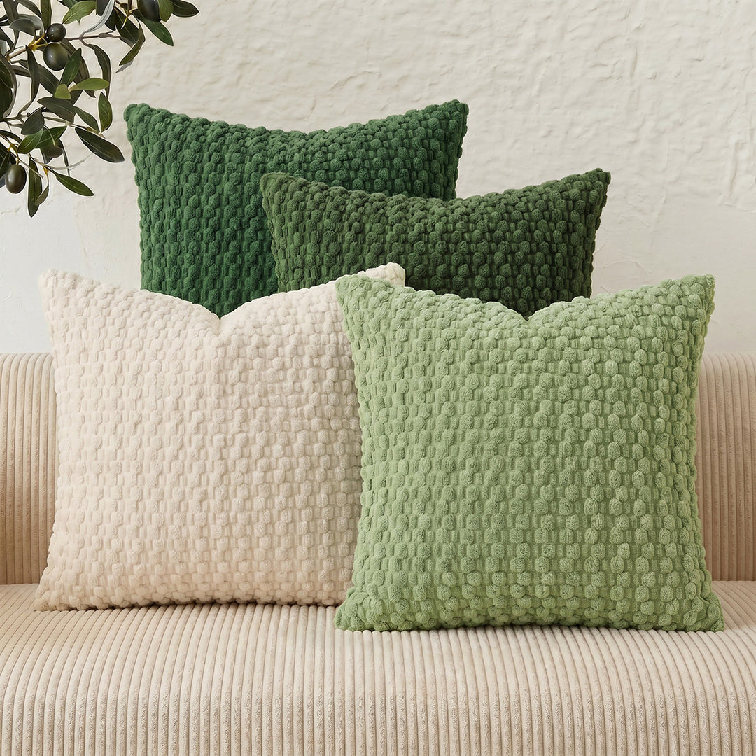 Textured chenille waffle throw pillow with plush insert Bowlift