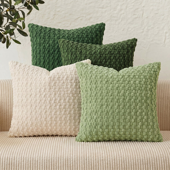 Textured chenille waffle throw pillow with plush insert Bowlift