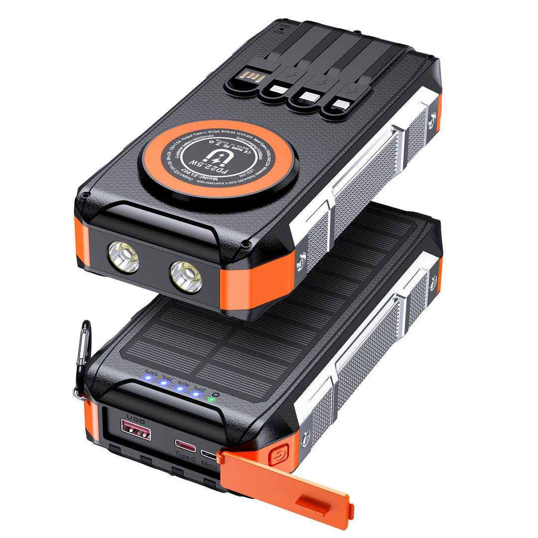 Multifunctional solar power bank with LED light and fast charging function Bowlift