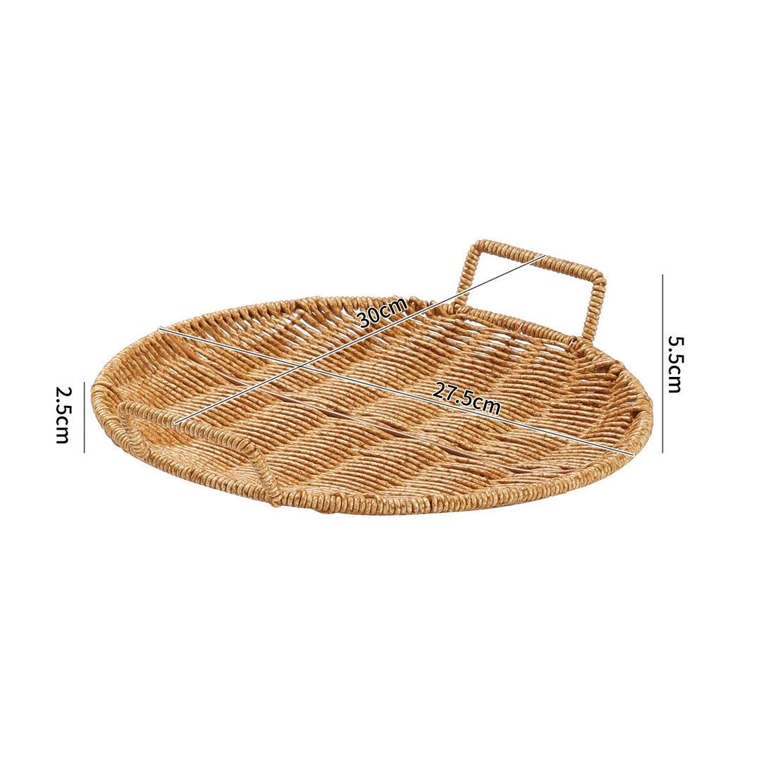 Handwoven Round Serving Tray with Ergonomic Handles Bowlift