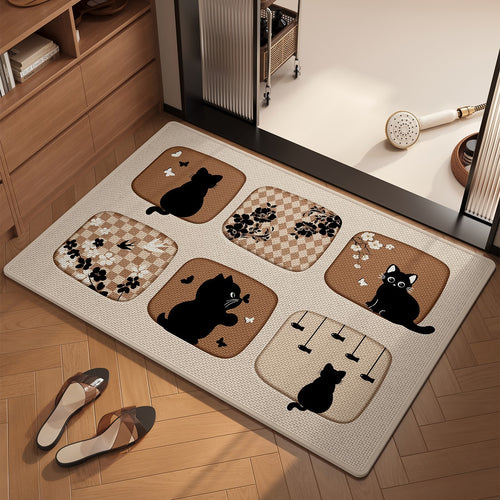 Anti-Slip Cat-Themed Kitchen Mat Bowlift