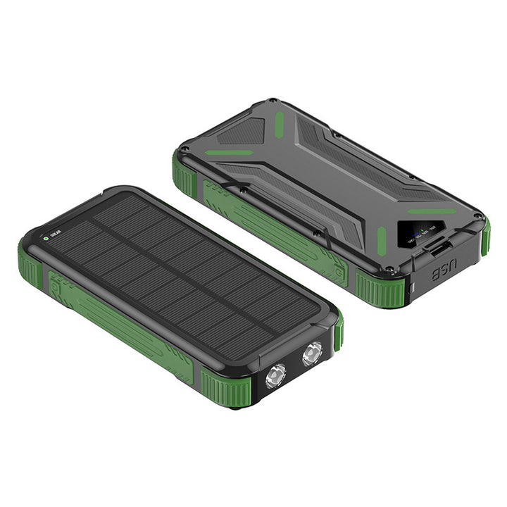 Solar-powered power bank with robust design and LED light Bowlift