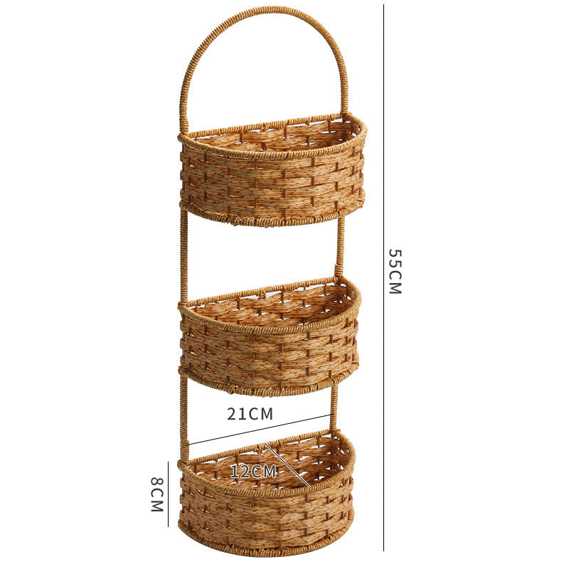 Double-Tiered Wicker Storage Basket Bowlift