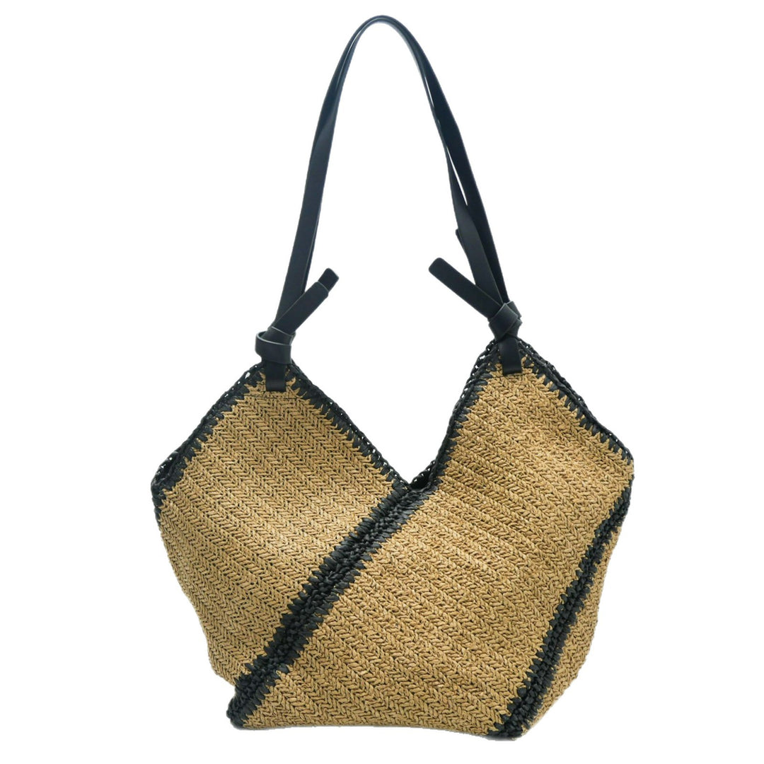 Fashionable beach bag made of woven natural material with leather handles Bowlift