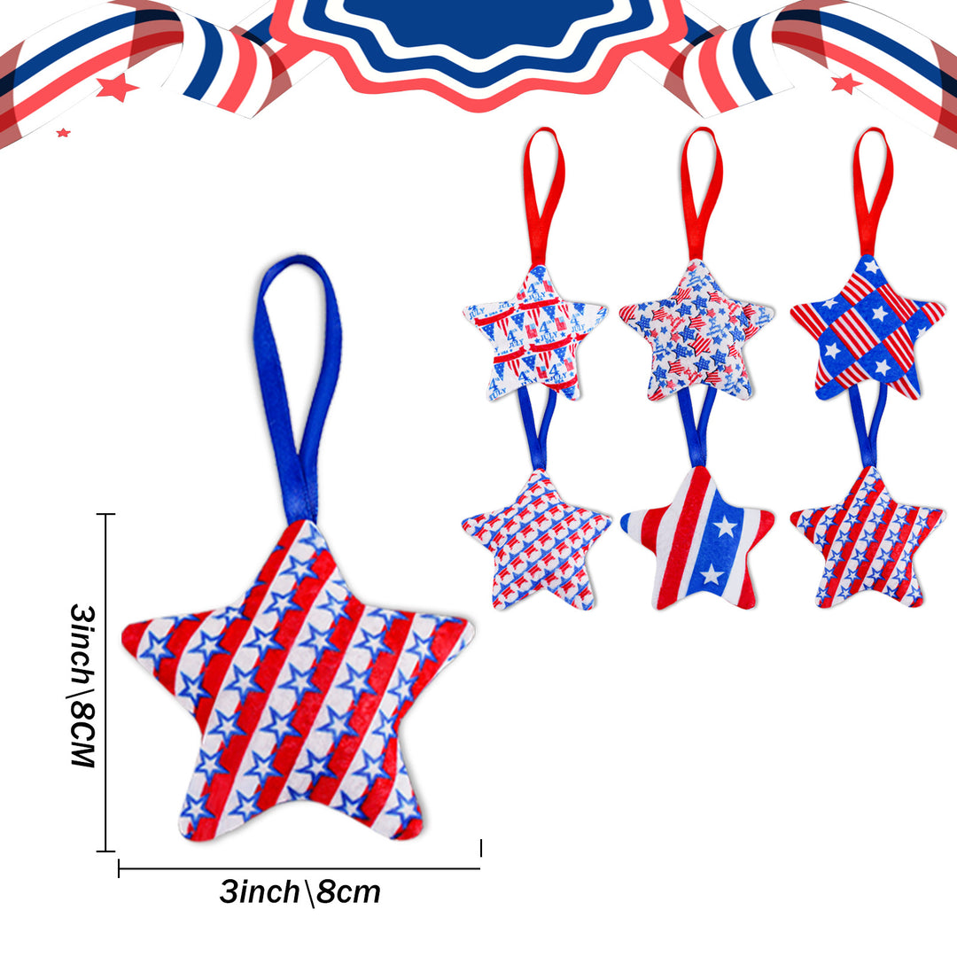 Unisex star-shaped hanging decoration made of soft felt with US flag pattern Bowlift