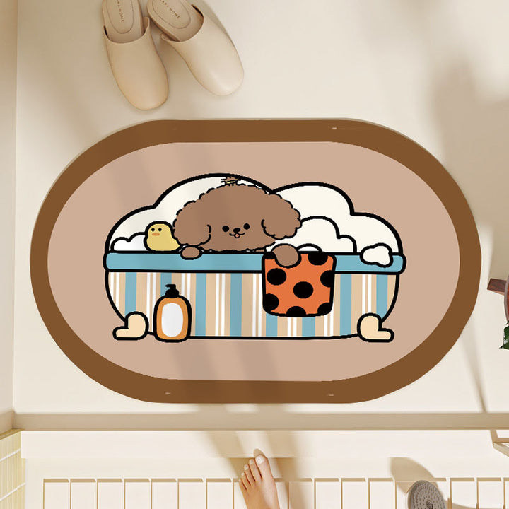 Cute Cartoon Dog Bath Mat Bowlift