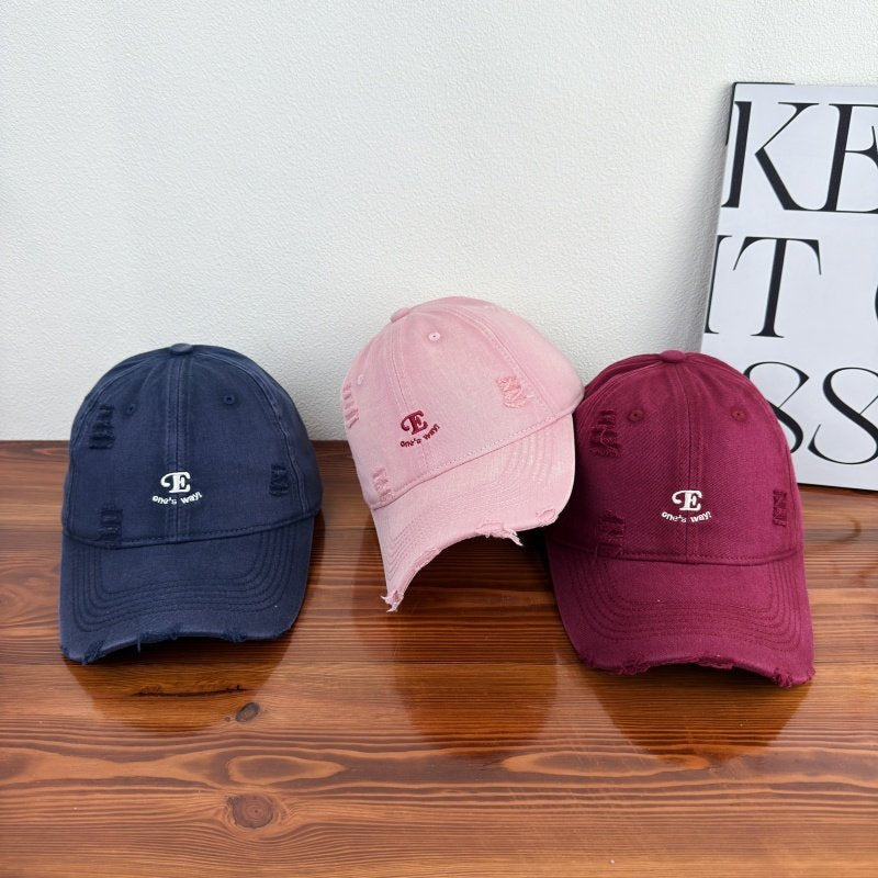 Unisex Distressed Denim Cap Bowlift