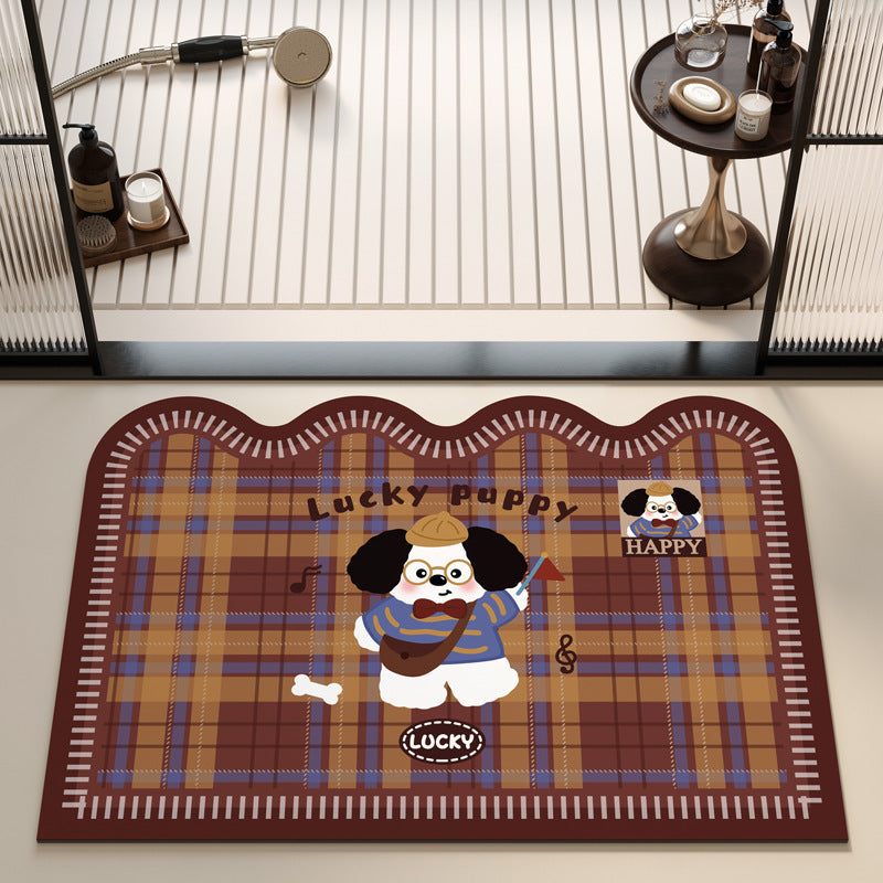 Playful Puppy Themed Bath Mat Bowlift